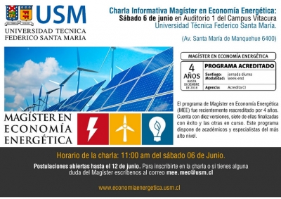 Te invitamos a charla informativa del Mag&iacute;ster en Econom&iacute;a Energ&eacute;tica